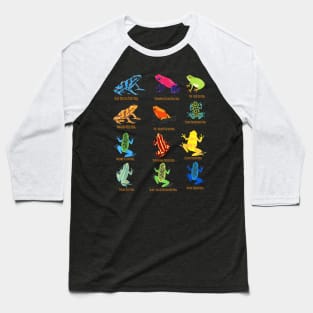 dart Frogs identification chart for Frog Lovers Baseball T-Shirt